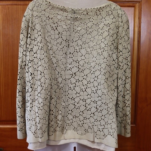 Armani Collezioni Vintage 90s Leather + Cashmere Cardigan Sweater Set – Designer - Picture 11 of 16